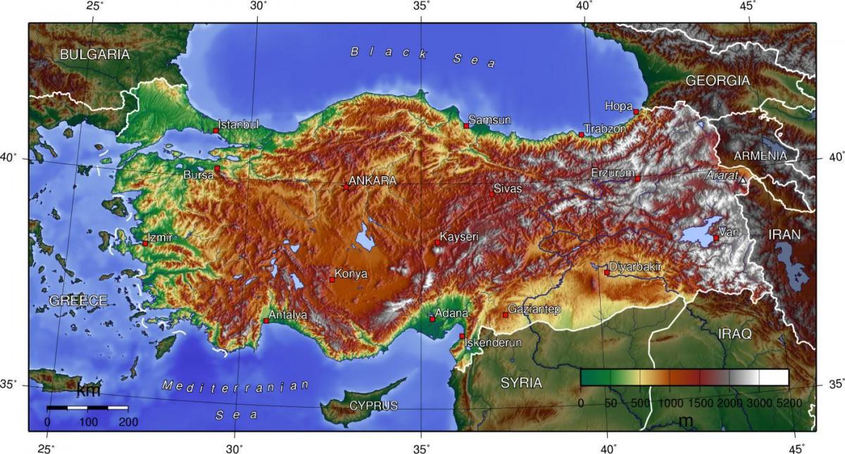 Топографическая карта Турции